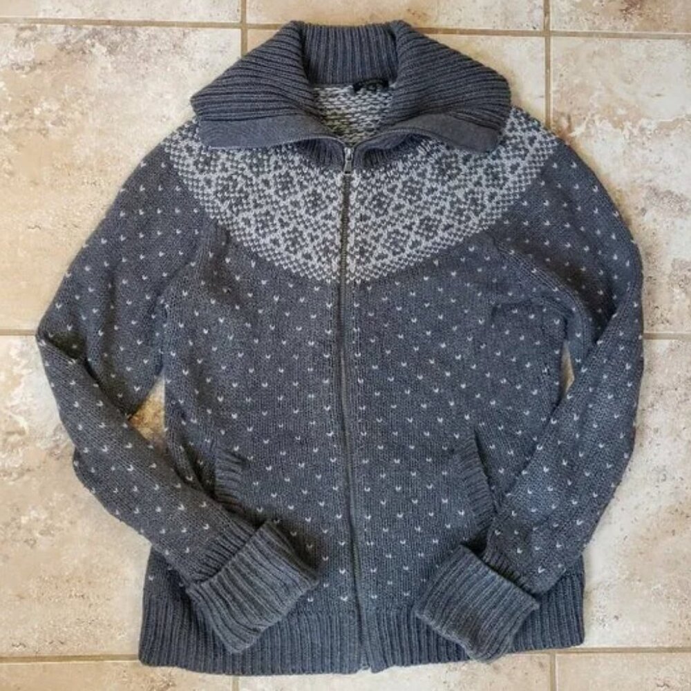 Talbots Gray Zip-Up Sweater with Pockets